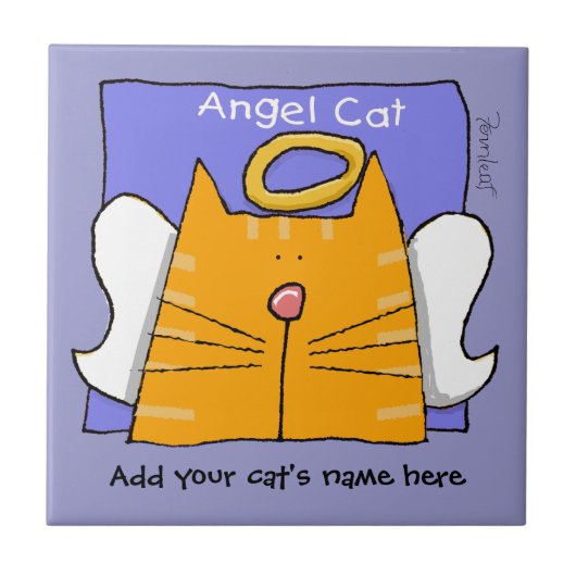 Carreau Orange Tabby Chat Angel Personnaliser (Devant)