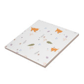 Carreau Orange Tabby et Motif Feuille (Côté)