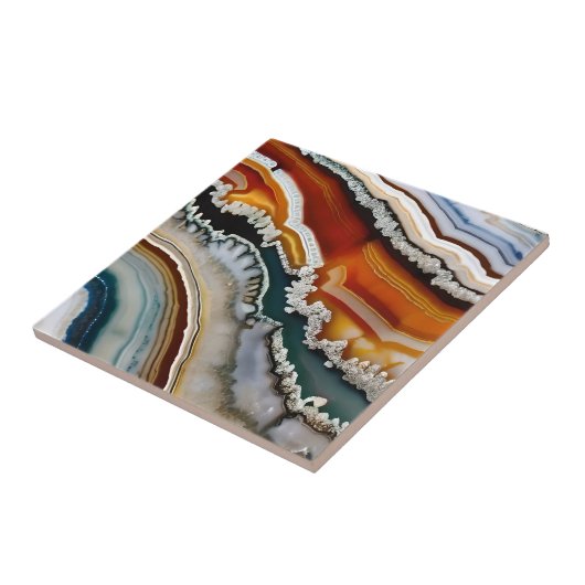 Carreau Orange Terracotta Blanc Black Blue Agate Géode (Côté)