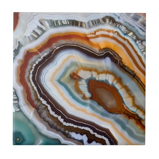 Carreau Orange Terracotta Blanc Black Blue Agate Géode (Devant)