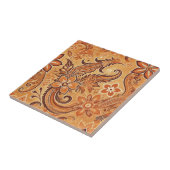 Carreau Orange Terracotta Floral Boho Indonésien Batik (Côté)
