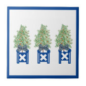 Carreau Orange Topiary Blue Chinoiserie (Devant)