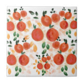 Carreau Orange tropicale et Motif Feuille (Devant)