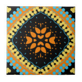 Carreau Orange Turquoise Noir Ethnic Oriental Boho (Devant)