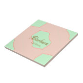 Carreau Orange vert pastel bohème ajouter nom lieu rustiqu (Côté)