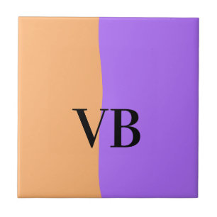 Carreau Orange violet uni ajouter nom lettre monogramme te