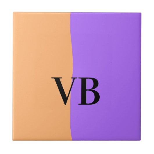 Carreau Orange violet uni ajouter nom lettre monogramme te (Devant)