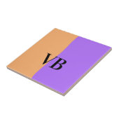 Carreau Orange violet uni ajouter nom lettre monogramme te (Côté)