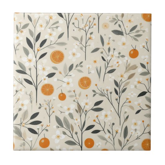 Carreau oranges botaniques fleuries (Devant)