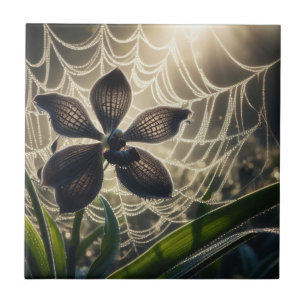 Carreau Orchidée noire Spiderweb Floral