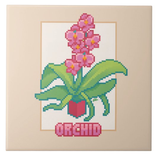 Carreau Orchidée, Pixelart  (Devant)