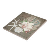 Carreau Orchidée tropicale Plage florale Coquillages océan (Côté)