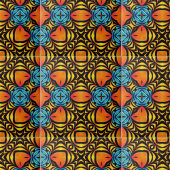 Carreau Organisations symétriques orange jaune bleu