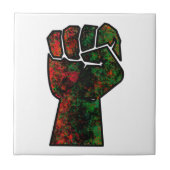 Carreau orgueil noir poing vert rouge pan drapeau africain (Devant)