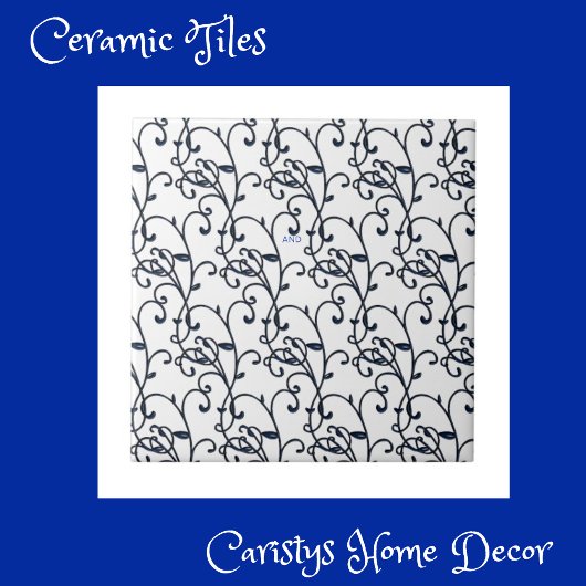 Carreau Ornat bleu et blanc de la Renaissance florentine