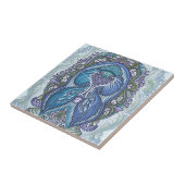 Carreau Ornat bleu et design Mandala Turquoise (Côté)