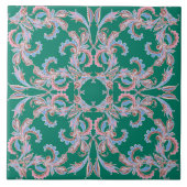 Carreau Ornate Floral Filigree Tile in Emerald Green (Devant)