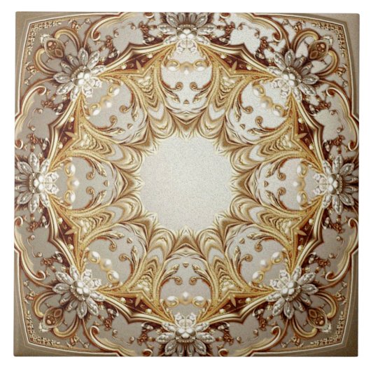 Carreau Ornate Gold Ceramic Tile (Devant)