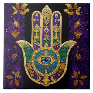 Carreau Ornate Gold Troisième Oeil Hamsa