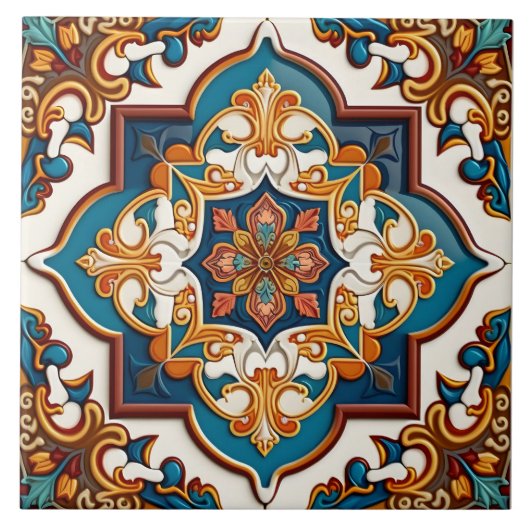 Carreau Orné Méditerranée Turquoise Bleu Brown (Devant)