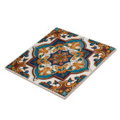 Carreau Orné Méditerranée Turquoise Bleu Brown (Côté)