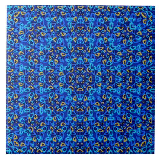Carreau Ornement abstrait bleu multicolore (Devant)