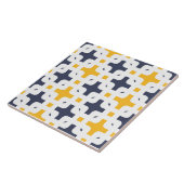 Carreau Ornement, bleu marine, blanc, jaune moutarde (Côté)