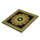 Carreau Ornement de mandala fractal doré (Côté)