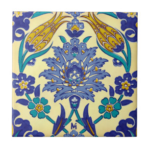 Carreau Ornement en céramique de cru de style d'Azulejo d