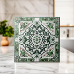 Carreau Ornement en mosaïque florale orientale<br><div class="desc">Ornement en mosaïque orientale - tons verts</div>