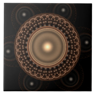 Carreau Ornement fractal de fée ronde brillante