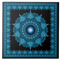 Ornement fractal étoile bleue