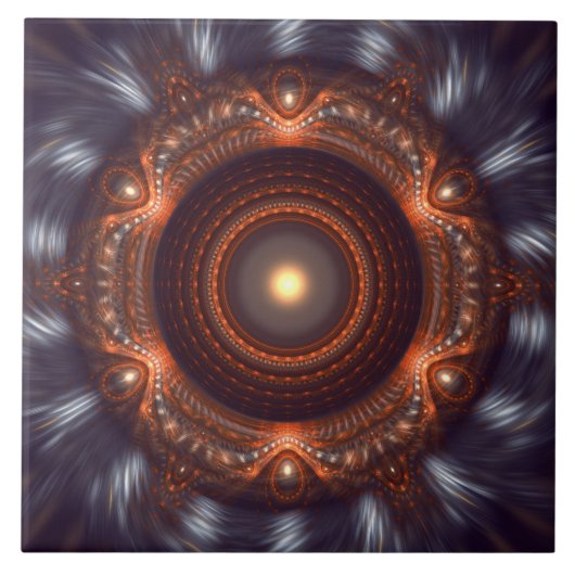 Carreau Ornement fractal rond éclatant (Devant)