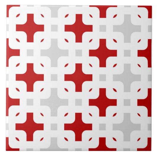 Carreau Ornement, moderne, bordeaux, blanc, gris clair (Devant)