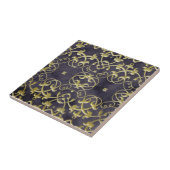 Carreau Ornements Baroques De Plaisance Or Sur Marbre Viol (Côté)