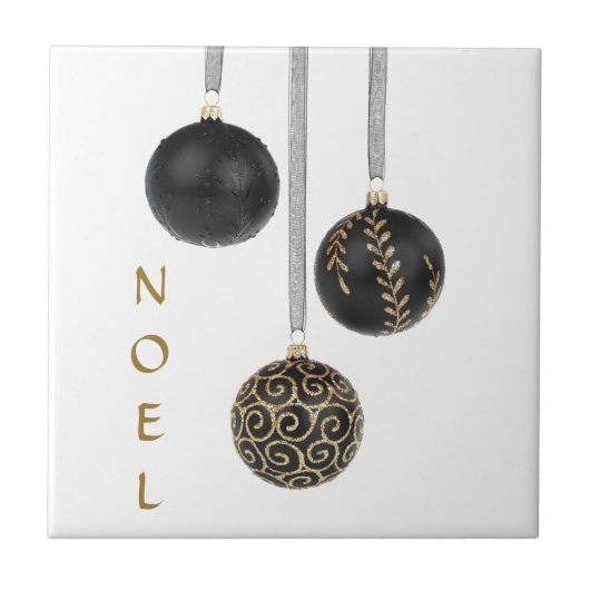 Carreau Ornements de Noël à Balles Noires (Devant)