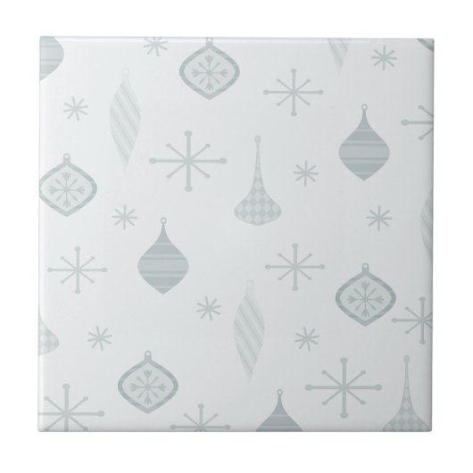 Carreau Ornements de Noël rétro Argent (Devant)