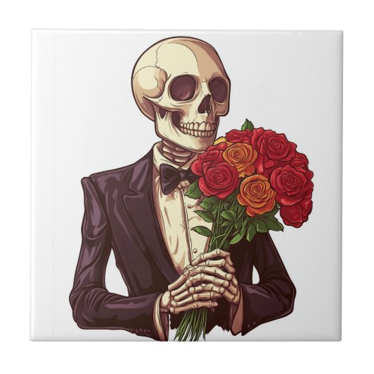 Carreau Os Amant � Squelette Romantique Drôle (Devant)