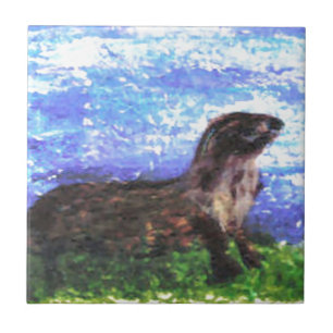 Carreau Otter du fleuve Sparkly