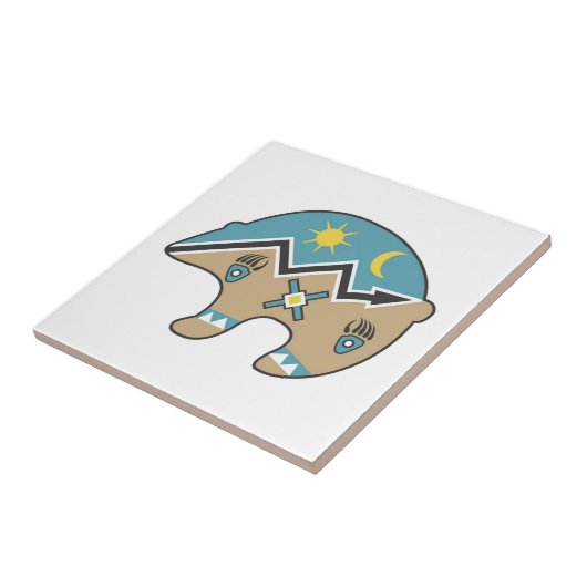 Carreau Ours amérindien, bleu, brun (Côté)