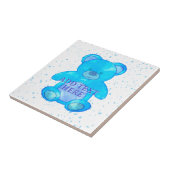 Carreau Ours Bébé Cute En Bleu Texte Personnalisé (Côté)