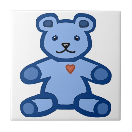 Carreau Ours bleu en peluche avec coeur d'amour (Devant)
