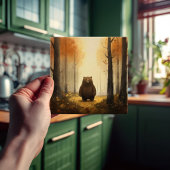 Carreau Ours d'aquarelle mignonne dans Woods pour enfants