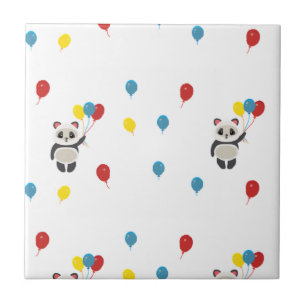 Carreau Ours de panda blanc ballons