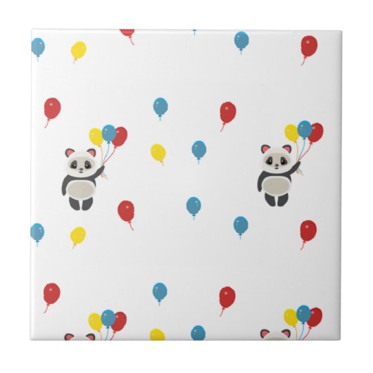 Carreau Ours de panda blanc ballons (Devant)
