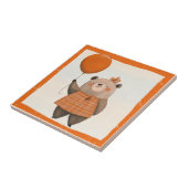 Carreau Ours de robe orange plaqué avec poil (Côté)