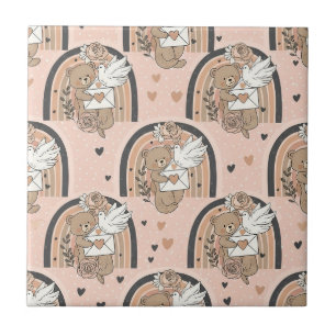 Carreau Ours en peluche neutre Arc-en-ciel dans Brun et Ta