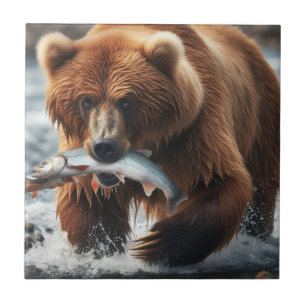 Carreau Ours et poisson rustiques