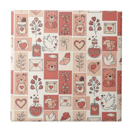 Carreau Ours mignon - Douce forêt de bois pastel (6) (Devant)