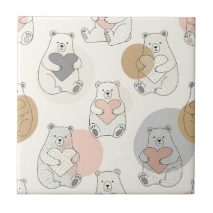 Carreau Ours mignon et cœurs -- Nurserie pastel (10)